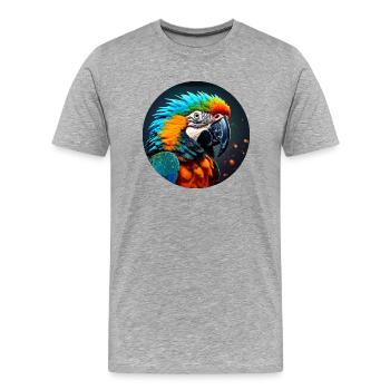 Perroquet, Coloré, Paillettes, Paillettes, Oiseau - T-shirt bio Premium Homme - gris chiné - Devant - Damien (186cm)