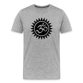 Symbole Om Soleil - T-shirt bio Premium Homme - gris chiné - Devant - Damien (186cm)