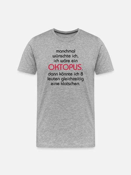 Oktopus - Männer Premium Bio T-Shirt - Grau meliert
