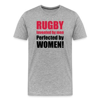 women_02 - Männer Premium Bio T-Shirt - Grau meliert - Vorne - Damien (186cm)