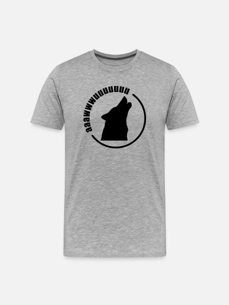 Wolf - Auuwwwwww - Männer Premium Bio T-Shirt - Grau meliert