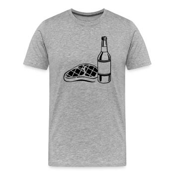 steak beer - Männer Premium Bio T-Shirt - Grau meliert - Vorne - Damien (186cm)