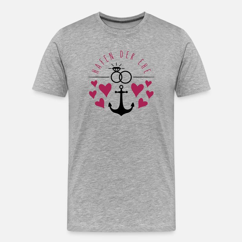 hafen der ehe herzen - Männer Premium Bio T-Shirt - Grau meliert