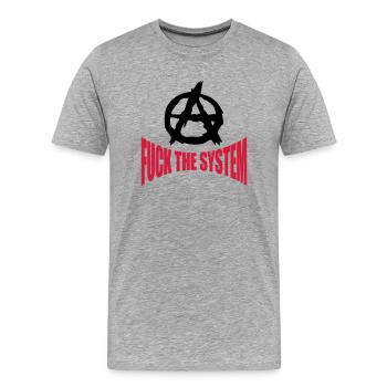 Fuck the system anarchy - Men's Premium Organic T-Shirt - heather grey - Front - Damien (186cm)