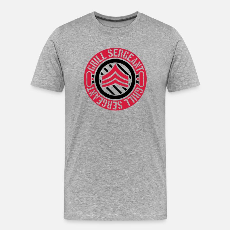 Barbecue Grill Sergeant Stempel - Männer Premium Bio T-Shirt - Grau meliert