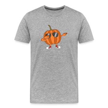 Drôle de citrouille d’Halloween, lanterne de citrouille tamponnant - T-shirt bio Premium Homme - gris chiné - Devant - Damien (186cm)