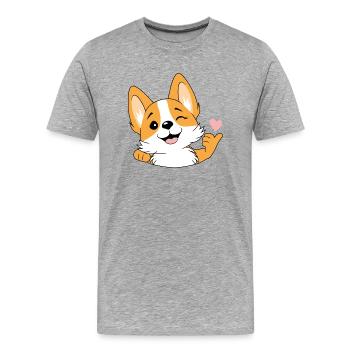 Bon clin d’œil corgi - T-shirt bio Premium Homme - gris chiné - Devant - Damien (186cm)