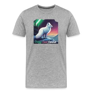 Renard arctique fou - T-shirt bio Premium Homme - gris chiné - Devant - Damien (186cm)