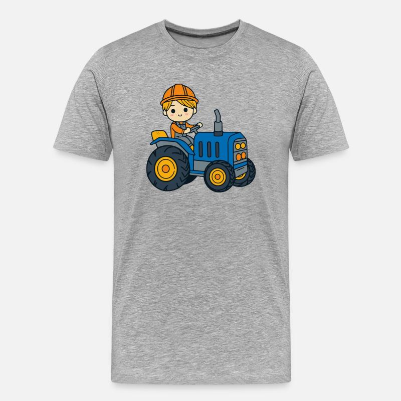 Traktor Junge Kinder - Männer Premium Bio T-Shirt - Grau meliert