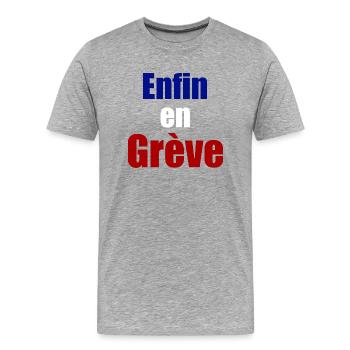 Enfin en grève - T-shirt bio Premium Homme - gris chiné - Devant - Damien (186cm)