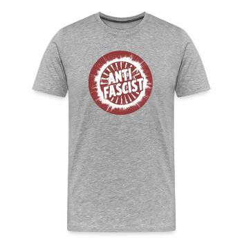 Antifaschist Kreis Rot links kommunist - Männer Premium Bio T-Shirt - Grau meliert - Vorne - Damien (186cm)