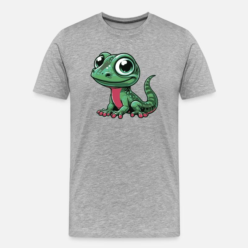 Eidechse - Männer Premium Bio T-Shirt - Grau meliert