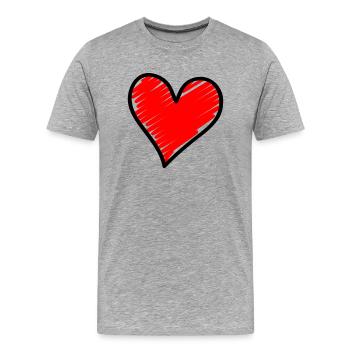 cœur - T-shirt bio Premium Homme - gris chiné - Devant - Damien (186cm)