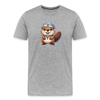 biber matrose kapitän - Männer Premium Bio T-Shirt - Grau meliert - Vorne - Damien (186cm)