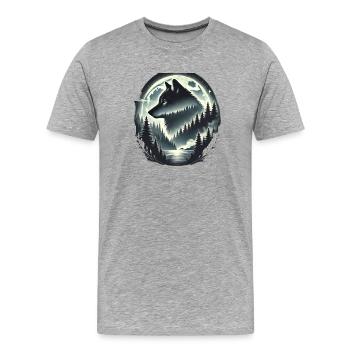 Équipe Loup, Protection des loups, Conservation de la nature, Protection des loups - T-shirt bio Premium Homme - gris chiné - Devant - Damien (186cm)