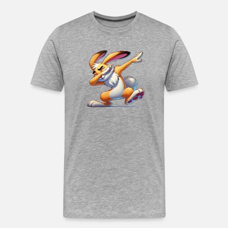 hase dabbing comic - Männer Premium Bio T-Shirt - Grau meliert