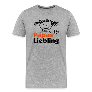 Papas Liebling mit Herz - Männer Premium Bio T-Shirt - Grau meliert - Vorne - Damien (186cm)