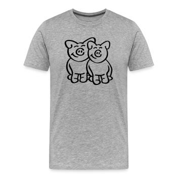 Cute Pigs - Männer Premium Bio T-Shirt - Grau meliert - Vorne - Damien (186cm)