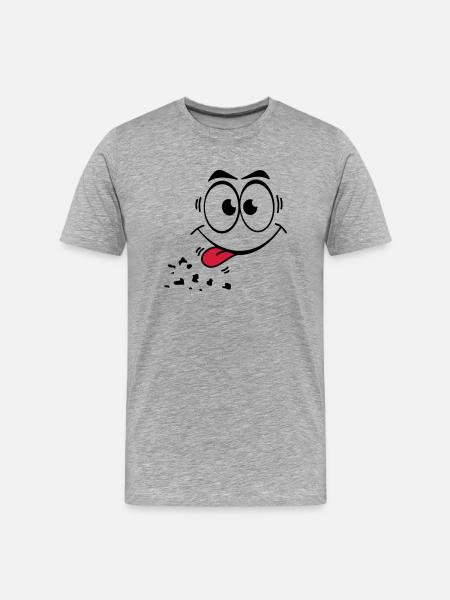 Gesicht Zunge 1 - Männer Premium Bio T-Shirt - Grau meliert