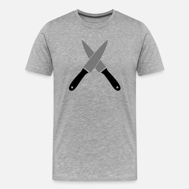 Messer - Männer Premium Bio T-Shirt - Grau meliert
