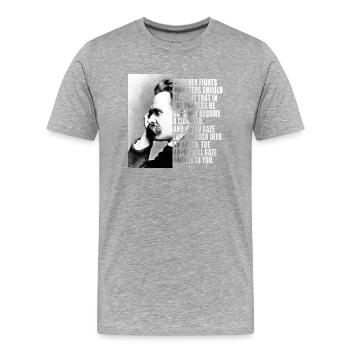 NIETZSCHE-SATZ - Männer Premium Bio T-Shirt - Grau meliert - Vorne - Damien (186cm)