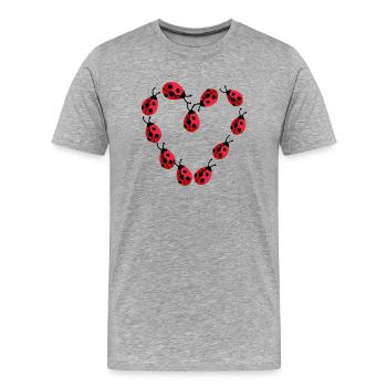 Coccinelle coléoptère du cœur - T-shirt bio Premium Homme - gris chiné - Devant - Damien (186cm)