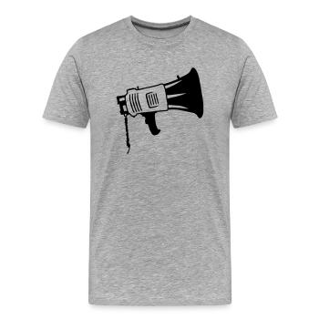 Haut-parleur de symbole de propagande mégaphone - T-shirt bio Premium Homme - gris chiné - Devant - Damien (186cm)