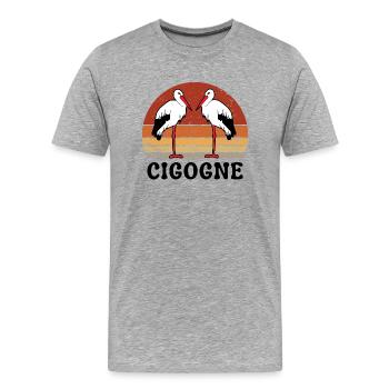 cigogne vintage sunset alsace - T-shirt bio Premium Homme - gris chiné - Devant - Damien (186cm)