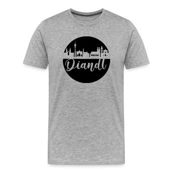 Diandl ,München, skyline ,schwarz ,scherenschnitt - Männer Premium Bio T-Shirt - Grau meliert - Vorne - Damien (186cm)