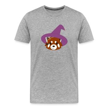 Panda roux déguisé en sorcière pour Halloween - T-shirt bio Premium Homme - gris chiné - Devant - Damien (186cm)