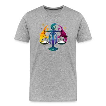 La balance astro - T-shirt bio Premium Homme - gris chiné - Devant - Damien (186cm)