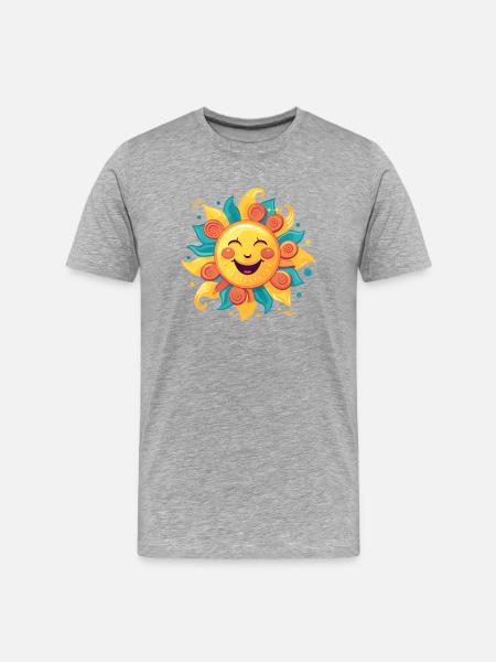freundlicher Sonnenschein - Männer Premium Bio T-Shirt - Grau meliert