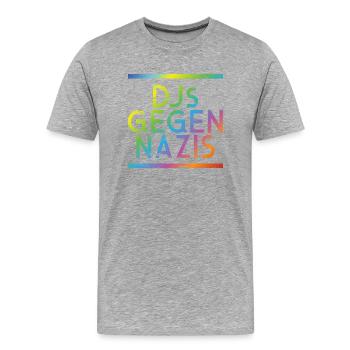 DJs gegen Nazis Regenbogen - Männer Premium Bio T-Shirt - Grau meliert - Vorne - Damien (186cm)