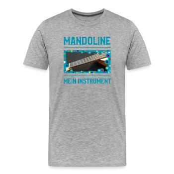 Mandoline Griffbrett mit Rahmen blau - Männer Premium Bio T-Shirt - Grau meliert - Vorne - Damien (186cm)