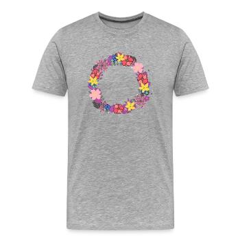 Blank,Flowers,Floral Wreath,Floral,Illustration,Purple - Men's Premium Organic T-Shirt - heather grey - Front - Damien (186cm)