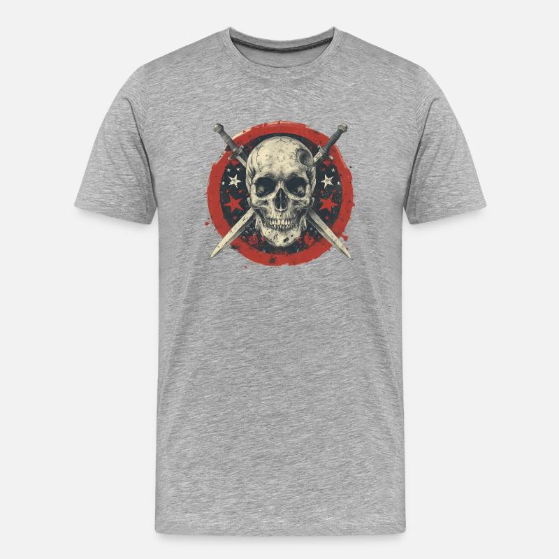 Crâne Épées Crâne - T-shirt bio Premium Homme - gris chiné
