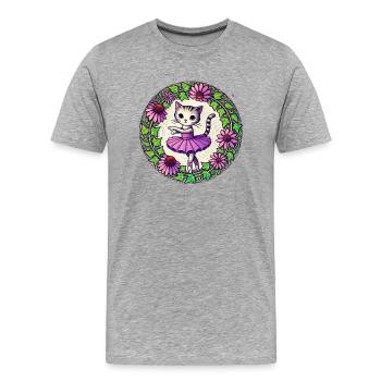 Ballerina Kitty - Men's Premium Organic T-Shirt - heather grey - Front - Damien (186cm)