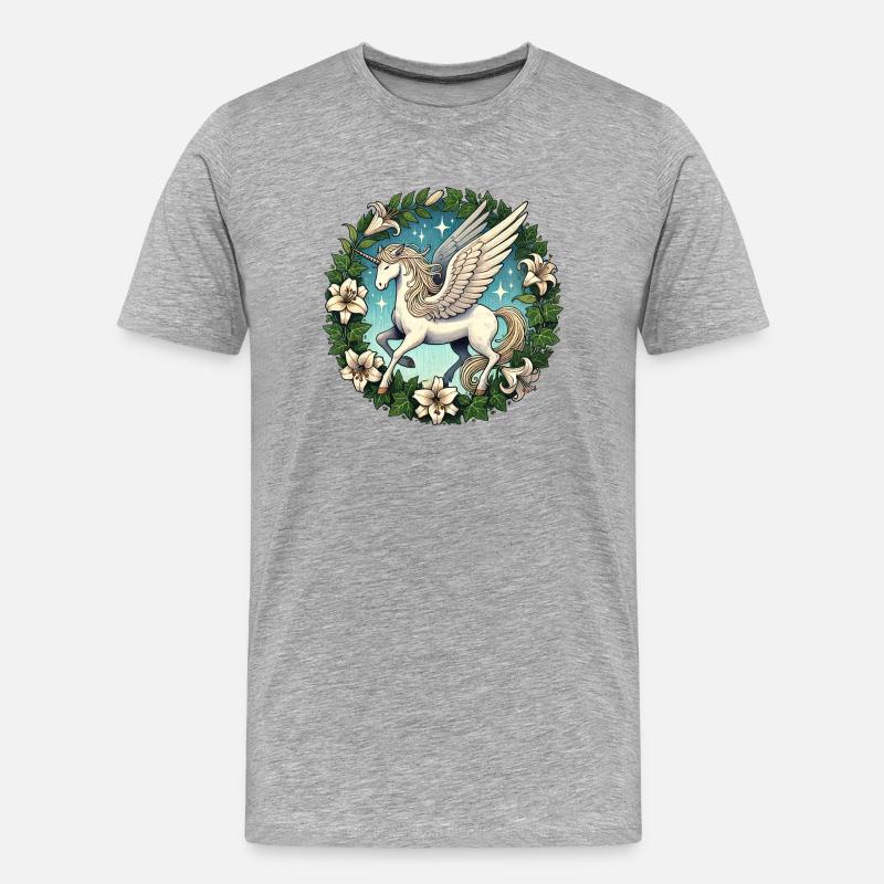 Pegasus Einhorn - Männer Premium Bio T-Shirt - Grau meliert
