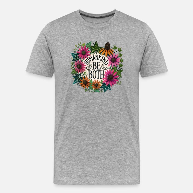 Mensch: Sei beides - Männer Premium Bio T-Shirt - Grau meliert
