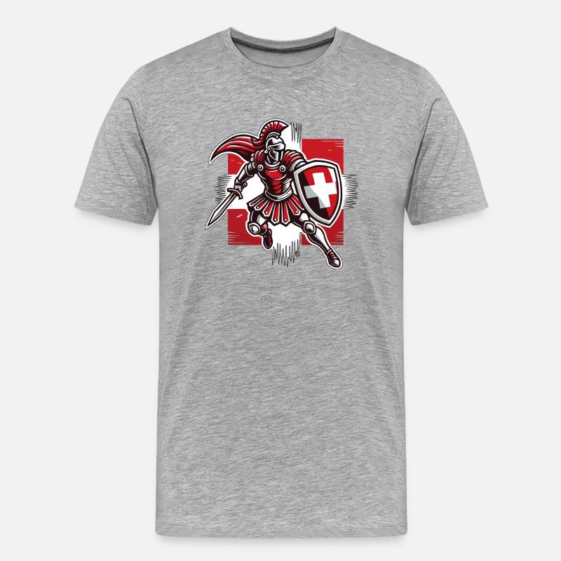 Gladiator Schweiz 6 - Männer Premium Bio T-Shirt - Grau meliert