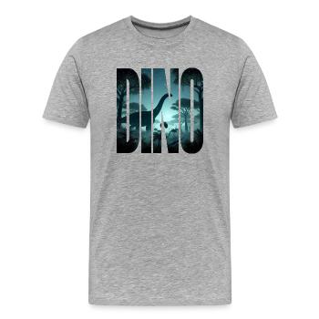 Dino - Männer Premium Bio T-Shirt - Grau meliert - Vorne - Damien (186cm)