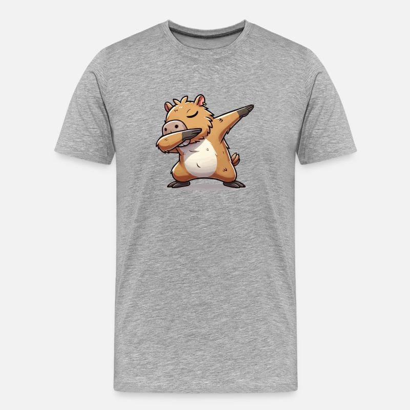 capybara dabbing - Männer Premium Bio T-Shirt - Grau meliert