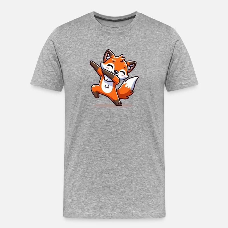 fuchs tier dabbing - Männer Premium Bio T-Shirt - Grau meliert