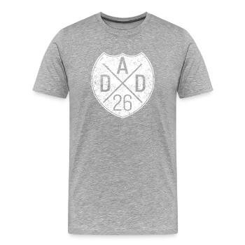 Dad 26 Vater Baby Papa 2026 Vatertagsgeschenk - Männer Premium Bio T-Shirt - Grau meliert - Vorne - Damien (186cm)