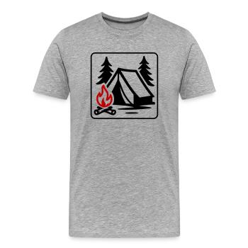 Tent Camping Icon - Men's Premium Organic T-Shirt - heather grey - Front - Damien (186cm)