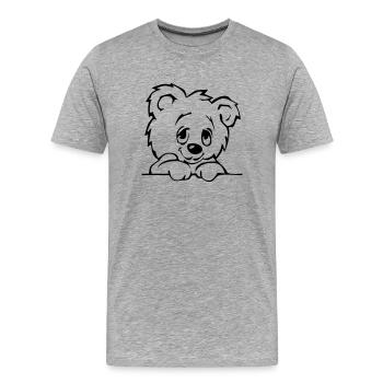 teddy3 - Männer Premium Bio T-Shirt - Grau meliert - Vorne - Damien (186cm)