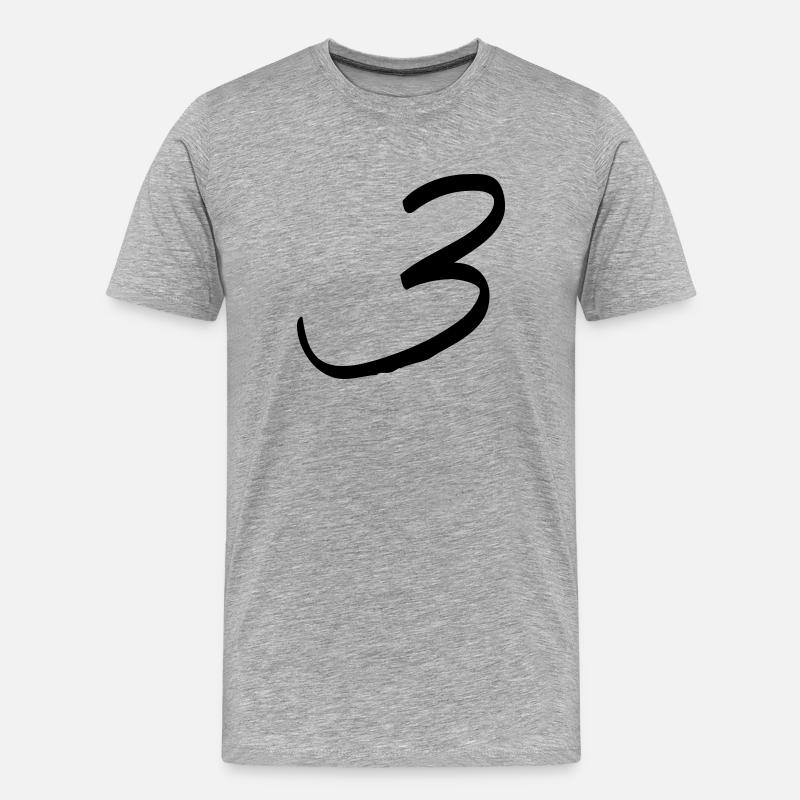 zahl_dani_3 - Männer Premium Bio T-Shirt - Grau meliert