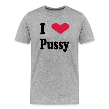 i heart pussy - Männer Premium Bio T-Shirt - Grau meliert - Vorne - Damien (186cm)