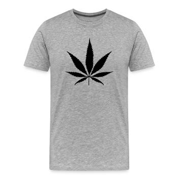 feuille de cannabis rasta - T-shirt bio Premium Homme - gris chiné - Devant - Damien (186cm)