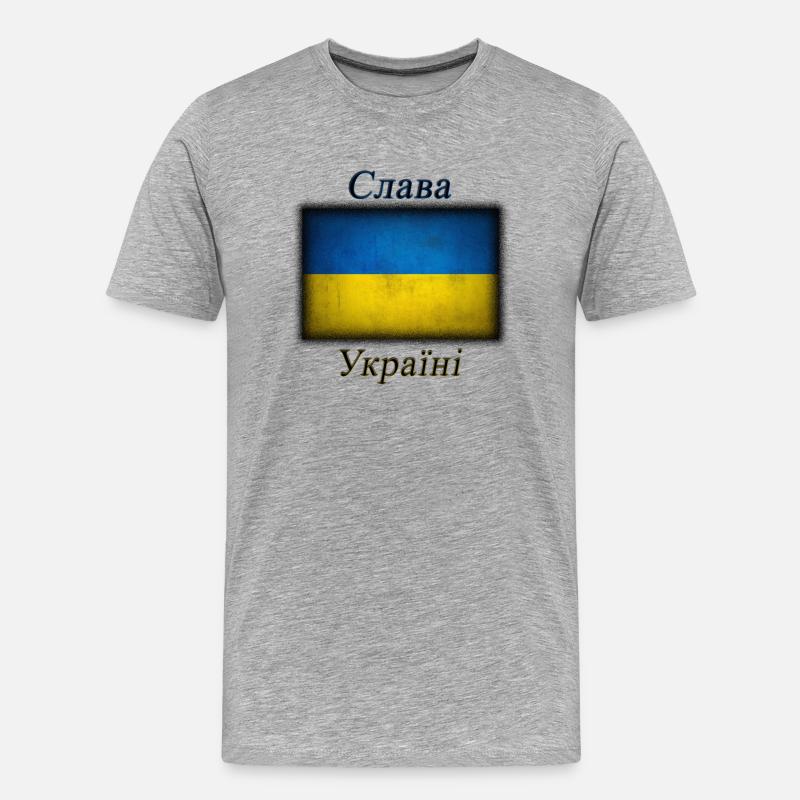 Support Ukraine - Männer Premium Bio T-Shirt - Grau meliert
